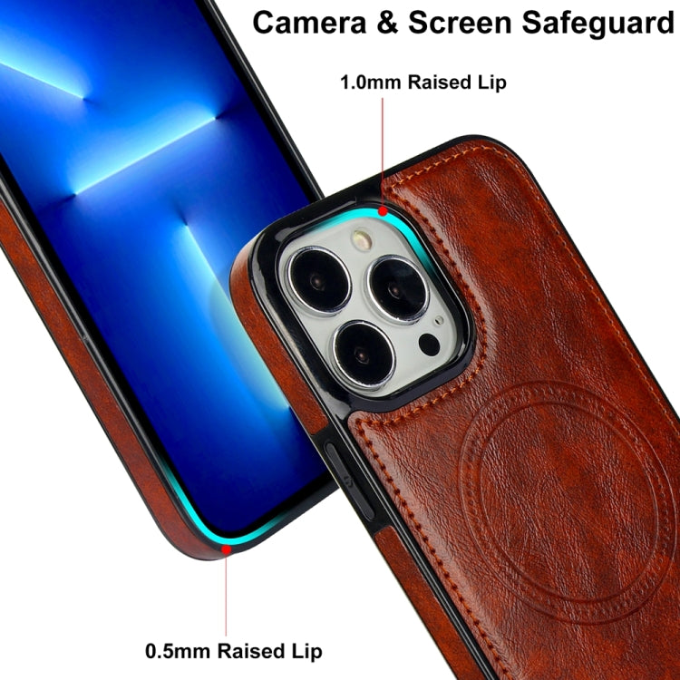 For iPhone 13 Pro Retro Leather Invisible Stand MagSafe Phone Case(Brown) - iPhone 13 Pro Cases by buy2fix | Online Shopping UK | buy2fix