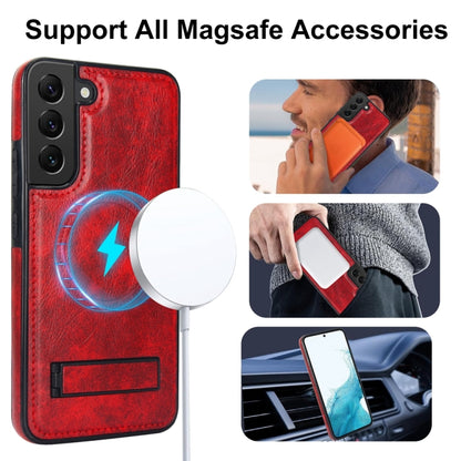For Samsung Galaxy S22 5G Retro Leather Invisible Stand MagSafe Phone Case(Red) - Galaxy S22 5G Cases by buy2fix | Online Shopping UK | buy2fix