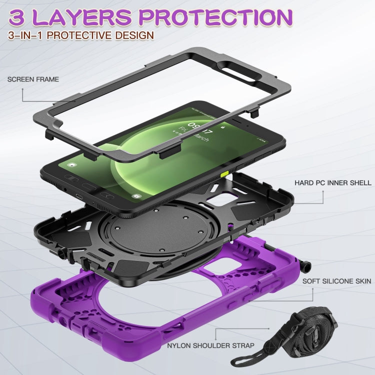 For Samsung Galaxy Tab Active5 X300 Silicone Hybrid PC Tablet Case with Holder & Shoulder Strap(Purple) - Other Galaxy Tab PC by buy2fix | Online Shopping UK | buy2fix