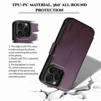 For iPhone 15 Pro Max ESEBLE E1 Nappa Texture MagSafe Holder Leather Phone Case(Dark Purple) - iPhone 15 Pro Max Cases by ESEBLE | Online Shopping UK | buy2fix