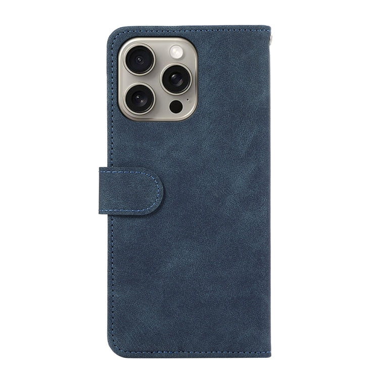 For iPhone 16 Pro Max ABEEL Color Block Magnetic RFID Leather Phone Case(Blue-Brown) - iPhone 16 Pro Max Cases by buy2fix | Online Shopping UK | buy2fix