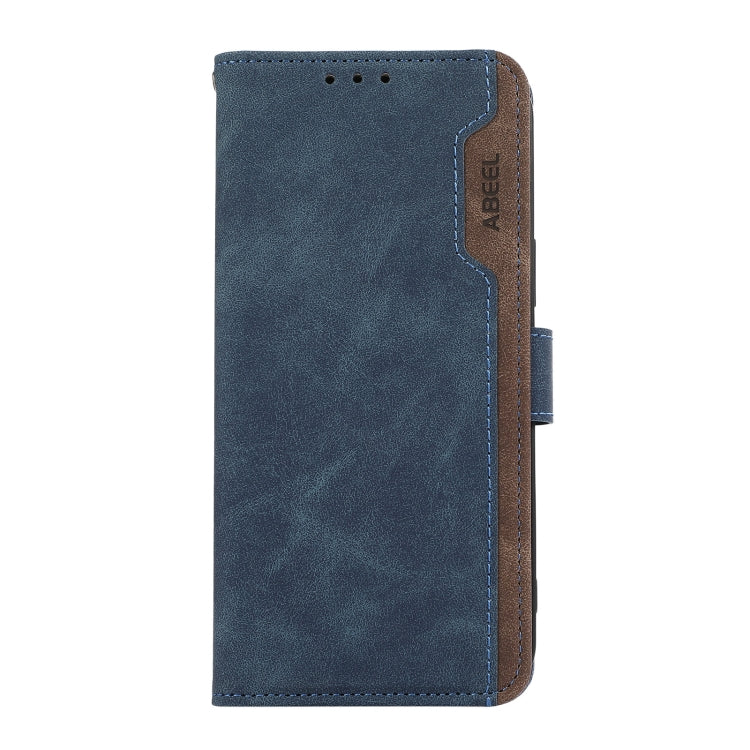 For Samsung Galaxy S24 Ultra 5G ABEEL Color Block Magnetic RFID Leather Phone Case(Blue-Brown) - Galaxy S24 Ultra 5G Cases by buy2fix | Online Shopping UK | buy2fix