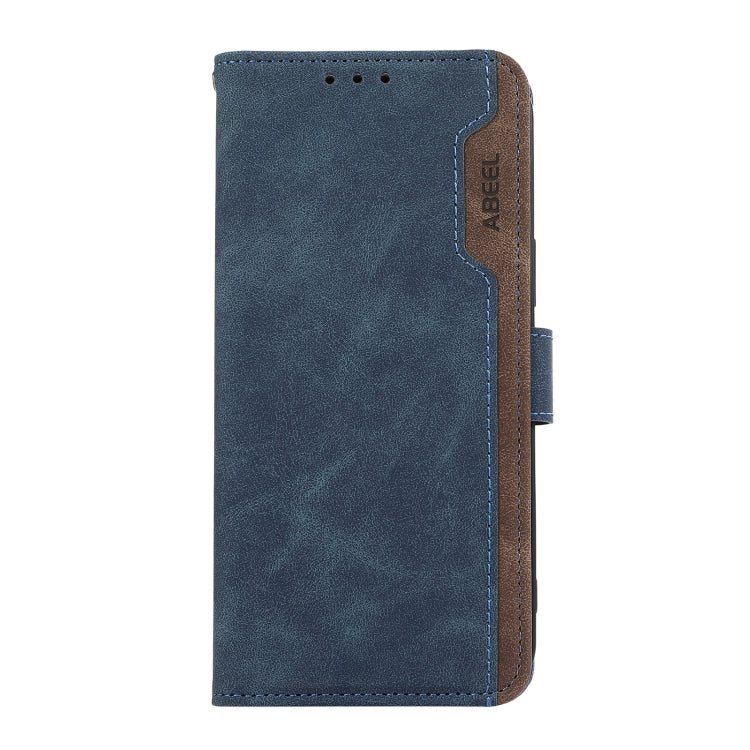 For Samsung Galaxy S24 5G ABEEL Color Block Magnetic RFID Leather Phone Case(Blue-Brown) - Galaxy S24 5G Cases by buy2fix | Online Shopping UK | buy2fix