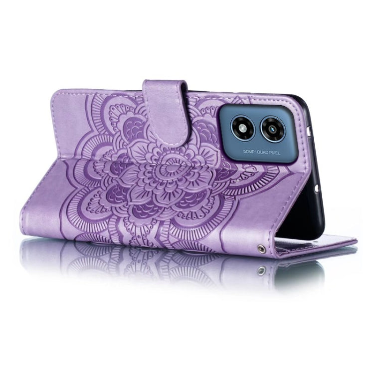 For Motorola Moto G Play 2024 Sun Mandala Embossing Pattern Phone Leather Case(Purple) - Motorola Cases by buy2fix | Online Shopping UK | buy2fix