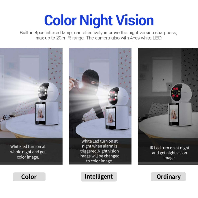 ESCAM QF104 One Click Video Call 3MP Indoor Humanoid Detection Audible Alarm Color Night Version Smart WiFi Camera, AU Plug - Wireless Camera by ESCAM | Online Shopping UK | buy2fix