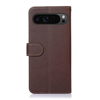 For Google Pixel 9 KHAZNEH Litchi Texture Leather RFID Phone Case(Brown) - Google Cases by buy2fix | Online Shopping UK | buy2fix