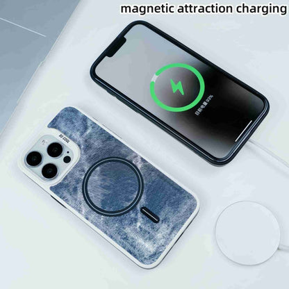 For iPhone 14 Pro Contrast Color Denim MagSafe Magnetic Phone Case(Blue) - iPhone 14 Pro Cases by buy2fix | Online Shopping UK | buy2fix