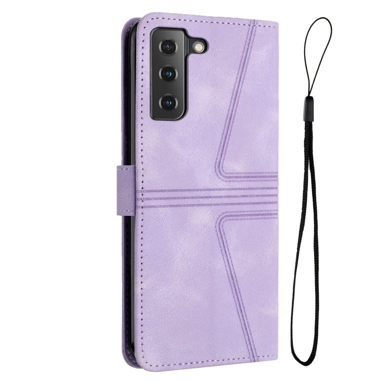 For Samsung Galaxy S22+ 5G Triangle Solid Color Leather Phone Case(Purple) - Galaxy S22+ 5G Cases by buy2fix | Online Shopping UK | buy2fix