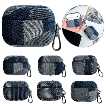 For AirPods 3 Stitching Denim Cloth Bluetooth Earphone Protective Case(Grid) - For AirPods 3 by buy2fix | Online Shopping UK | buy2fix