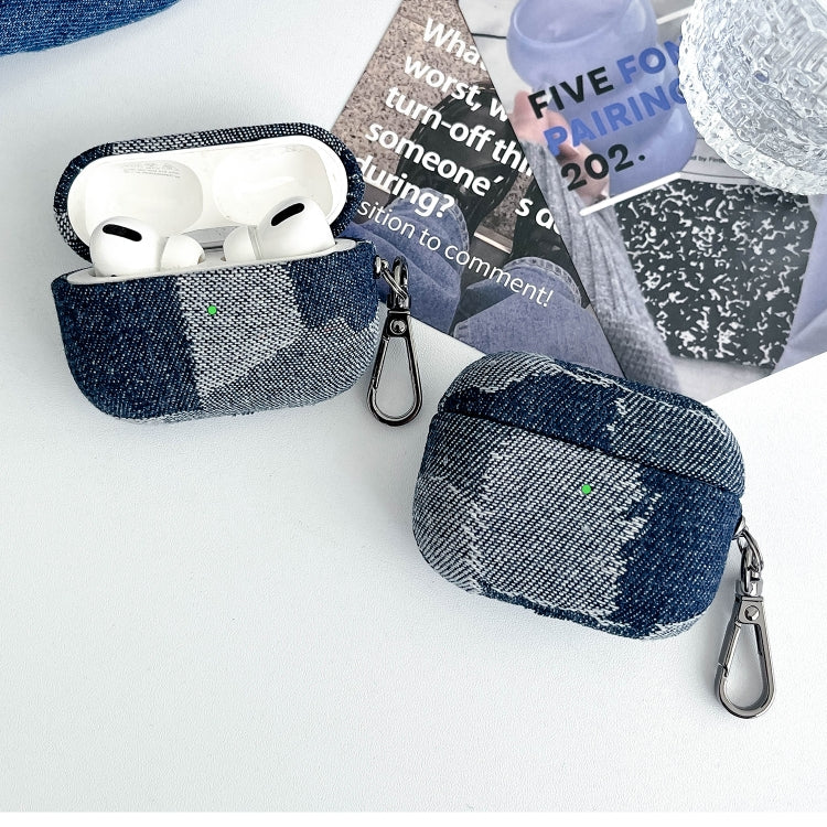 For AirPods Pro Stitching Denim Cloth Bluetooth Earphone Protective Case(Rhombus) - For AirPods Pro by buy2fix | Online Shopping UK | buy2fix