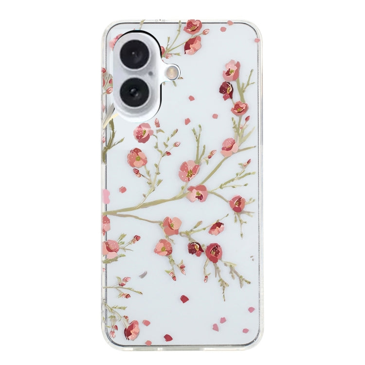 For iPhone 16 Colorful Painting Pattern TPU Phone Case(Red Flowers) - iPhone 16 Cases by buy2fix | Online Shopping UK | buy2fix