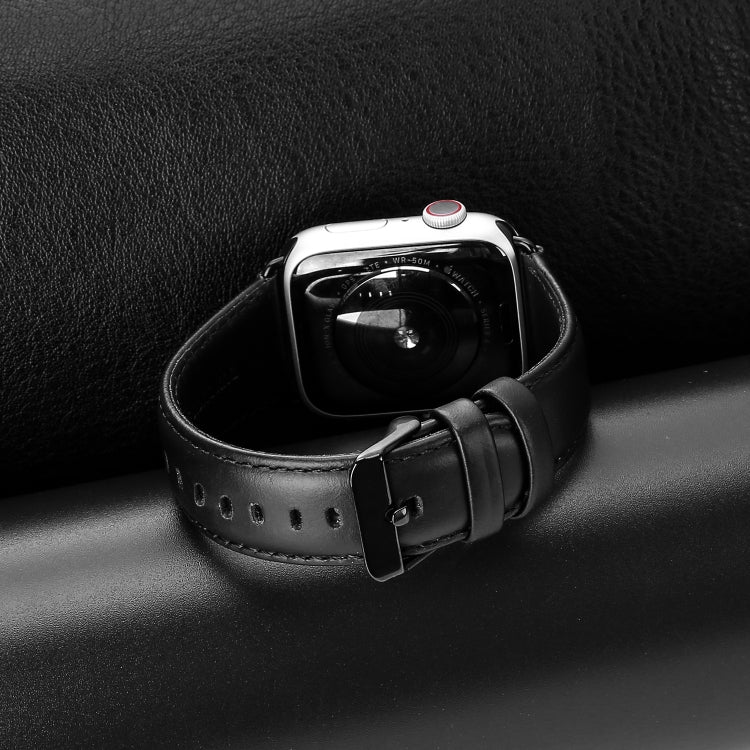 For Apple Watch Series 6 40mm DUX DUCIS Business Genuine Leather Watch Strap(Black) - Watch Bands by DUX DUCIS | Online Shopping UK | buy2fix