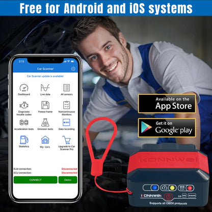 KONNWEI KW905 Bluetooth 5.0 Car OBD2 Scanner Support Android & iOS(Black Orange) - Code Readers & Scan Tools by KONNWEI | Online Shopping UK | buy2fix