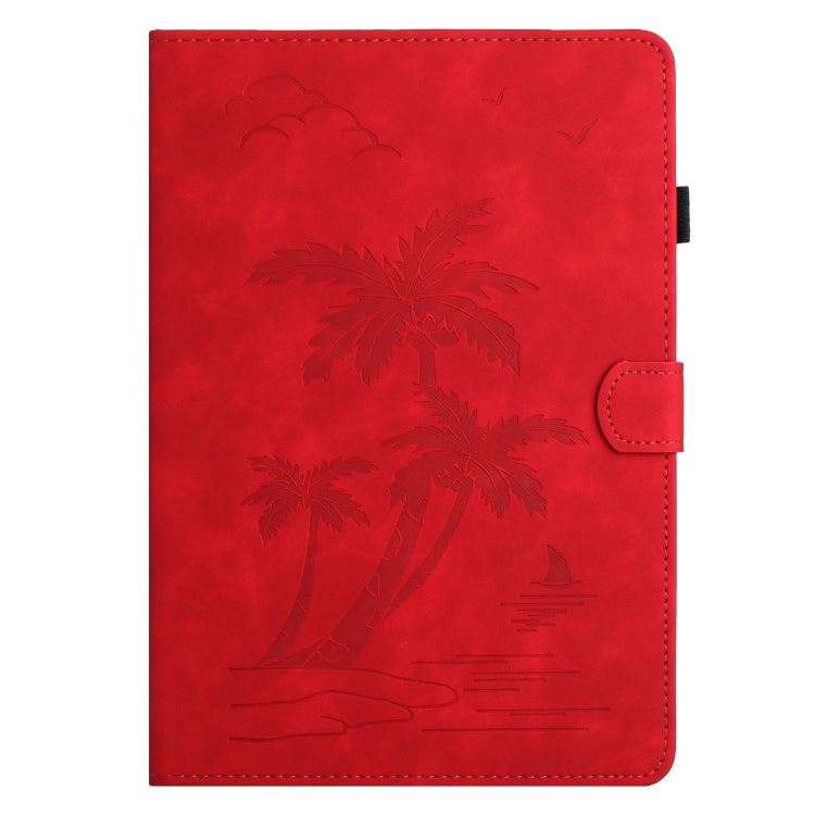 For Lenovo Tab M11/Xiaoxin Pad 11 2024 Coconut Tree Embossed Smart Leather Tablet Case(Red) - Lenovo by buy2fix | Online Shopping UK | buy2fix