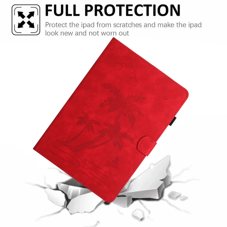 For Lenovo Tab M11/Xiaoxin Pad 11 2024 Coconut Tree Embossed Smart Leather Tablet Case(Red) - Lenovo by buy2fix | Online Shopping UK | buy2fix