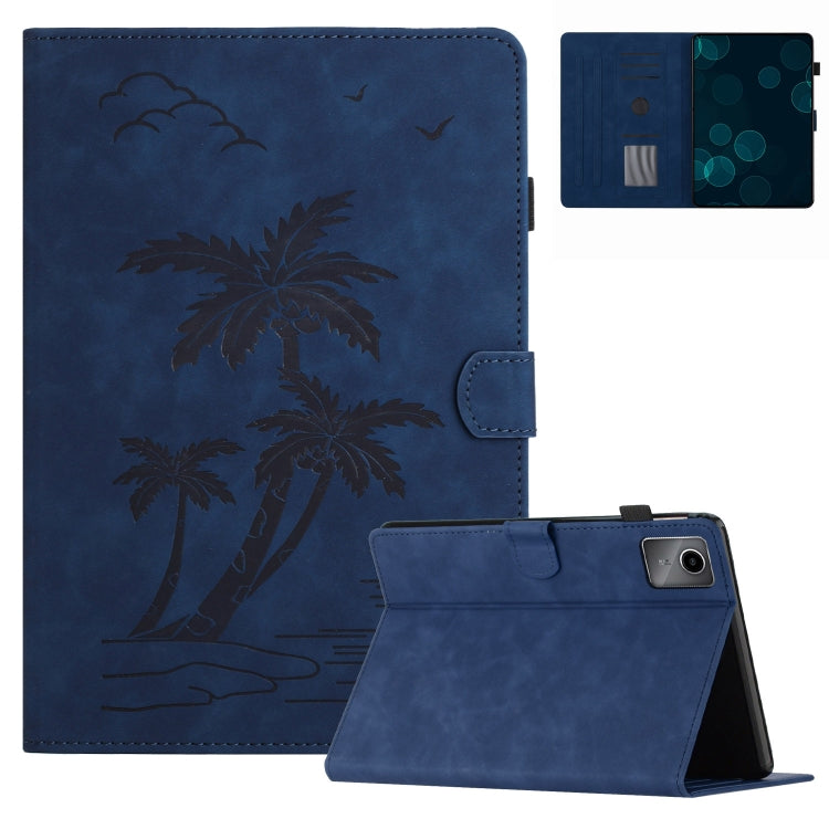 For Lenovo Tab M11/Xiaoxin Pad 11 2024 Coconut Tree Embossed Smart Leather Tablet Case(Blue) - Lenovo by buy2fix | Online Shopping UK | buy2fix