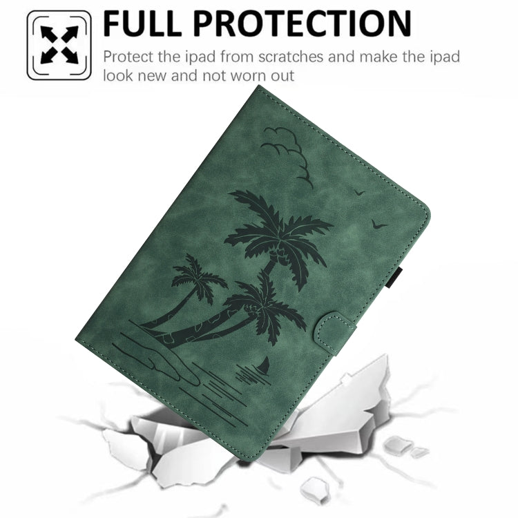 For Lenovo Tab M11/Xiaoxin Pad 11 2024 Coconut Tree Embossed Smart Leather Tablet Case(Green) - Lenovo by buy2fix | Online Shopping UK | buy2fix