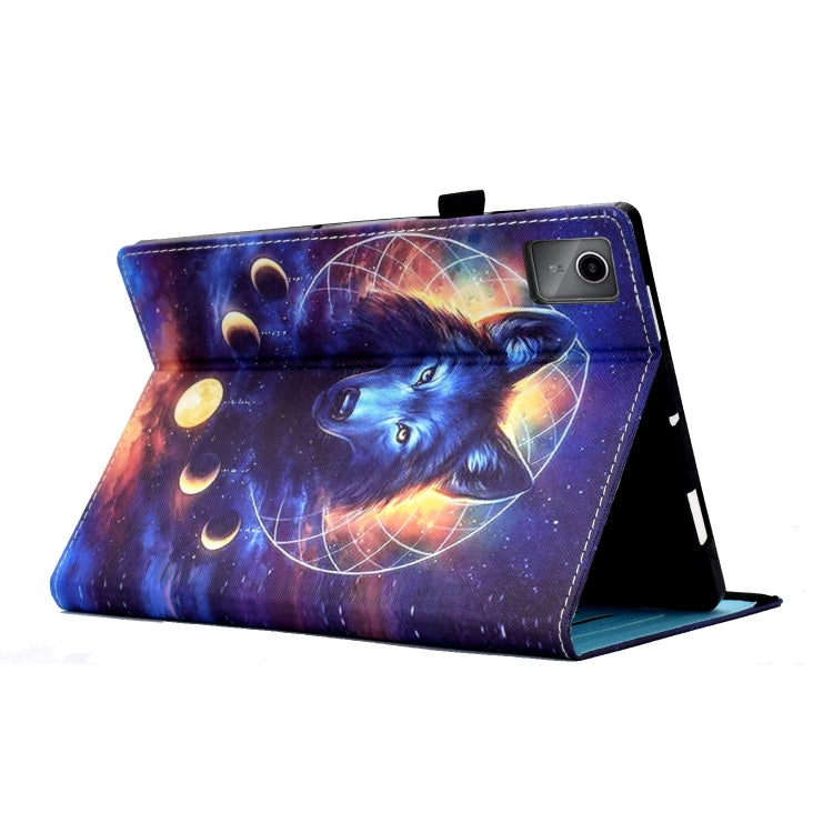 For Lenovo Tab M11 / Xiaoxin Pad 11 2024 Colored Drawing Stitching Elastic Band Leather Smart Tablet Case(Space Wolf) - Lenovo by buy2fix | Online Shopping UK | buy2fix