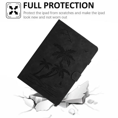 For Samsung Galaxy Tab S9 X710/X716B/X718U Coconut Tree Embossed Smart Leather Tablet Case(Black) - Galaxy Tab S9 Cases by buy2fix | Online Shopping UK | buy2fix