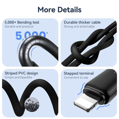 USAMS US-SJ692 USB-C / Type-C to 8 Pin 30W Striped Fast Charge Data Cable, Length:1m(White) - 2 in 1 Cable by USAMS | Online Shopping UK | buy2fix