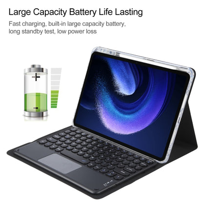 For Xiaomi Pad 6 Round Button Bluetooth Keyboard Rotatable Holder Leather Case with Touchpad(Black) - Others Keyboard by buy2fix | Online Shopping UK | buy2fix