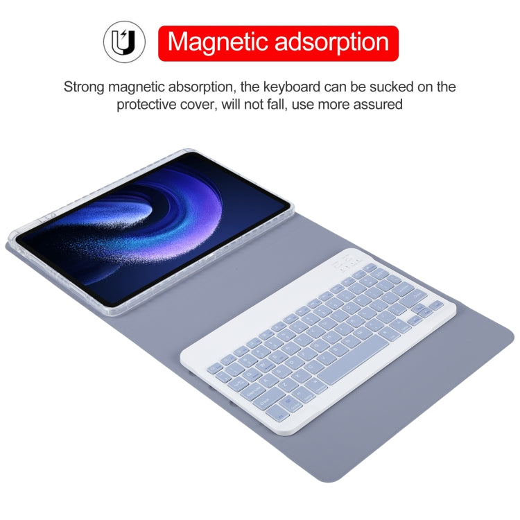 For Xiaomi Pad 6 Square Button Bluetooth Keyboard Rotatable Holder Leather Case(Lavender Purple) - Others Keyboard by buy2fix | Online Shopping UK | buy2fix