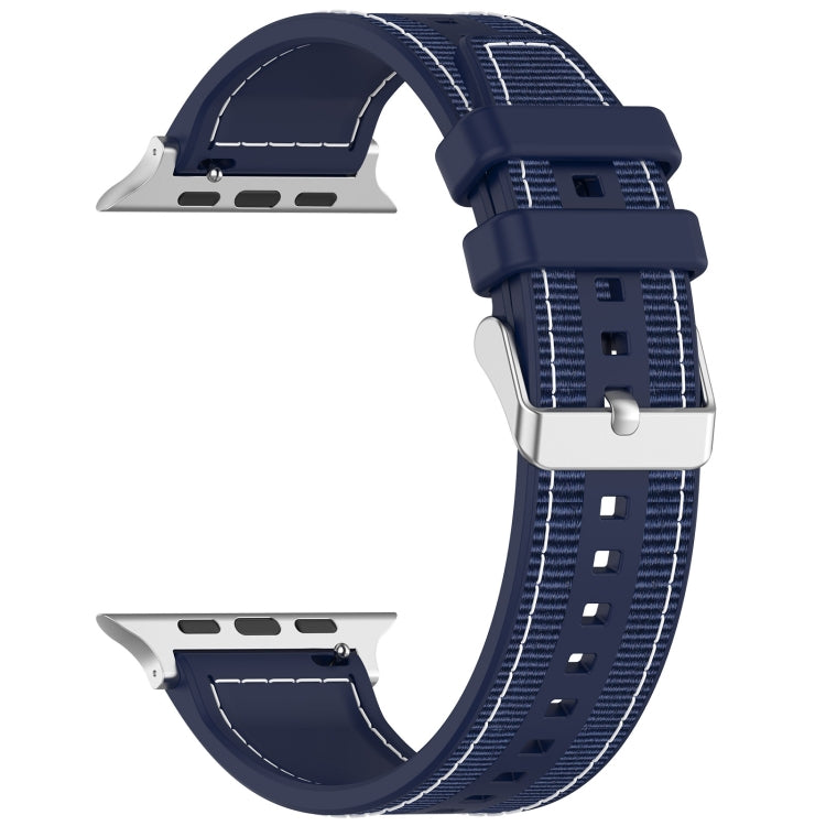 For Apple Watch Ultra 49mm Ordinary Buckle Hybrid Nylon Braid Silicone Watch Band(Midnight Blue) - Watch Bands by buy2fix | Online Shopping UK | buy2fix