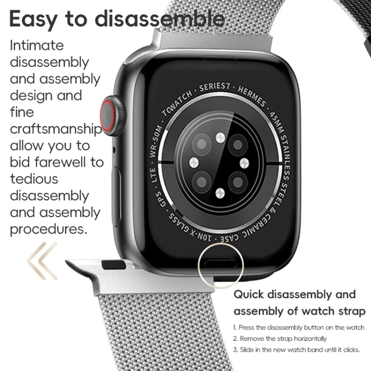 For Apple Watch Series 9 45mm ZGA Milanese Magnetic Metal Watch Band(Black) - Watch Bands by ZGA | Online Shopping UK | buy2fix