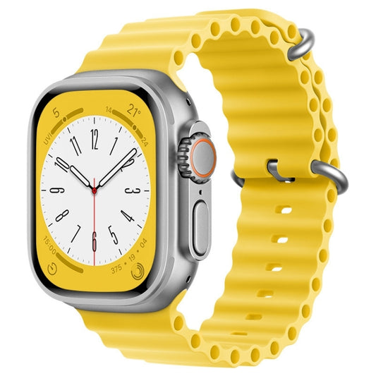 For Apple Watch Ultra 49mm ZGA Ocean Silicone Watch Band(Yellow) - Watch Bands by ZGA | Online Shopping UK | buy2fix