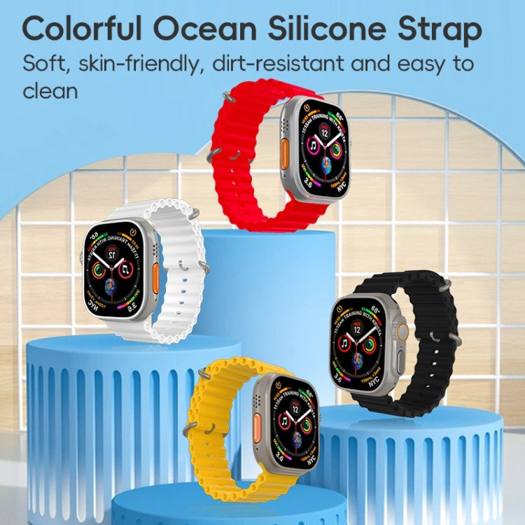 For Apple Watch Ultra 49mm ZGA Ocean Silicone Watch Band(Yellow) - Watch Bands by ZGA | Online Shopping UK | buy2fix