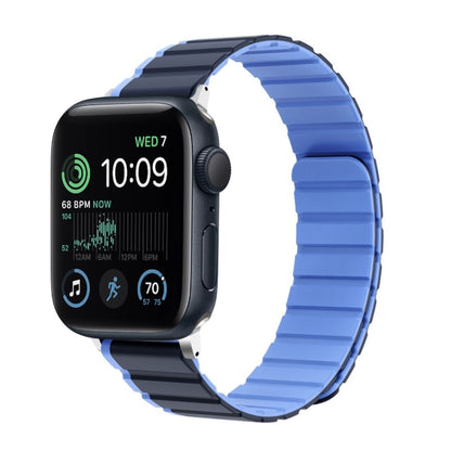 For Apple Watch SE 44mm ZGA Two Color Magnetic Silicone Watch Band(Dark Blue+Light Blue) - Watch Bands by ZGA | Online Shopping UK | buy2fix