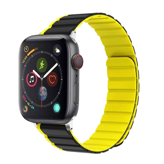 For Apple Watch Series 4 44mm ZGA Two Color Magnetic Silicone Watch Band(Grey+Yellow) - Watch Bands by ZGA | Online Shopping UK | buy2fix