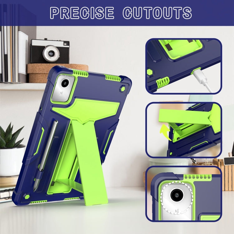 For Lenovo Tab M11/ Xiaoxin Pad 11 2024 T Holder Robot Silicone Hybrid PC Tablet Case(Navy Yellow Green) - Lenovo by buy2fix | Online Shopping UK | buy2fix