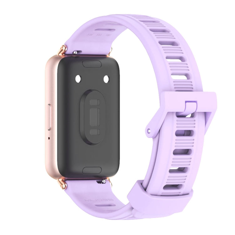 For Samsung Galaxy Fit 3 Mijobs Flat Hole Silicone Watch Band(Purple+Rose Gold) - Watch Bands by MIJOBS | Online Shopping UK | buy2fix