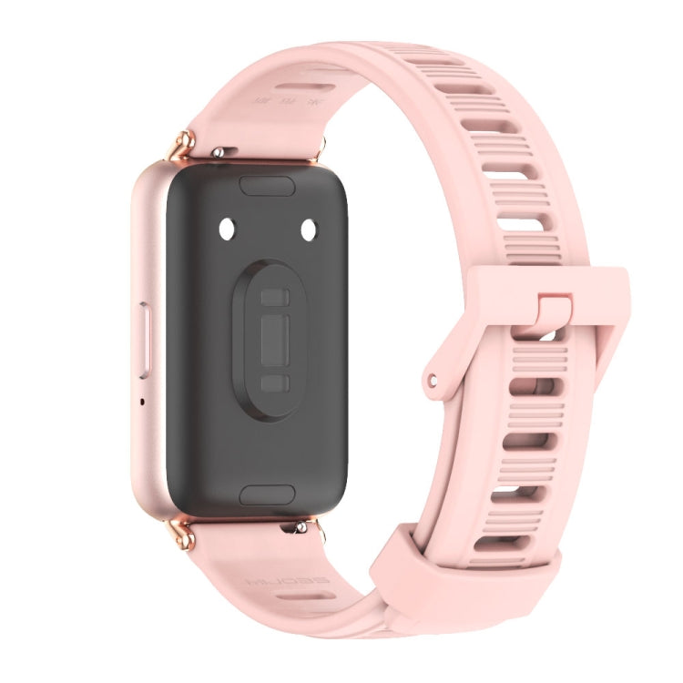 For Samsung Galaxy Fit 3 Mijobs Flat Hole Silicone Watch Band(Pink+Rose Gold) - Watch Bands by MIJOBS | Online Shopping UK | buy2fix