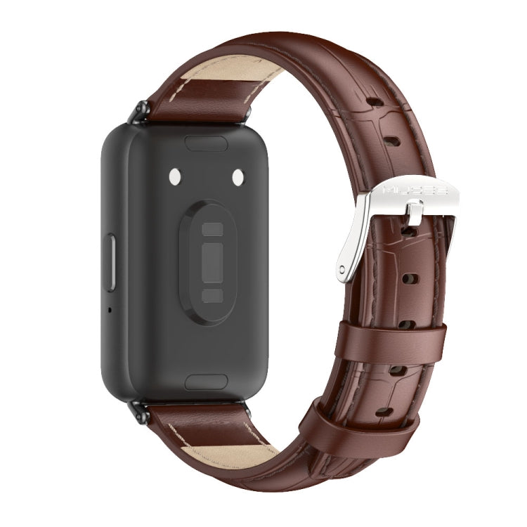 For Samsung Galaxy Fit 3 Mijobs Dual-sided Genuine Leather Watch Band(Bamboo Coffee Black) - Watch Bands by MIJOBS | Online Shopping UK | buy2fix