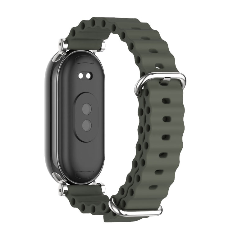 For Xiaomi Mi Band 8 / 9 / 9 NFC Mijobs GT4 Marine Silicone Breathable Watch Band(Khaki Green Silver) - Watch Bands by MIJOBS | Online Shopping UK | buy2fix