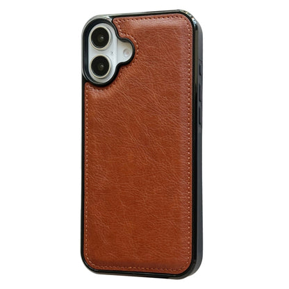 For iPhone 16 Plus Cowhide Texture Back Cover Phone Case(Brown) - iPhone 16 Plus Cases by buy2fix | Online Shopping UK | buy2fix