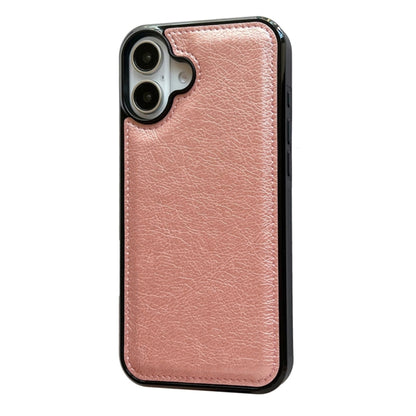 For iPhone 16 Cowhide Texture Back Cover Phone Case(Rose Gold) - iPhone 16 Cases by buy2fix | Online Shopping UK | buy2fix