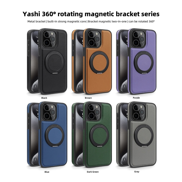 For iPhone 14 Pro Yashi 360 Degree Rotating MagSafe Bracket Phone Case(Brown) - iPhone 14 Pro Cases by buy2fix | Online Shopping UK | buy2fix