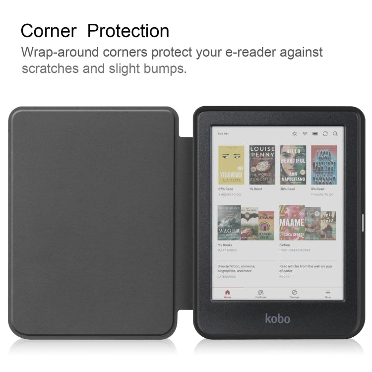 For KOBO Clara Colour 2024 / BW Solid Color Voltage Caster TPU Leather Smart Tablet Case(Black) - Others by buy2fix | Online Shopping UK | buy2fix