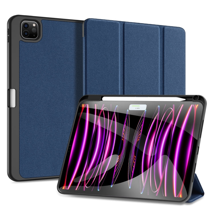 For iPad Pro 11 2024 DUX DUCIS Domo Series Cloth Texture Magnetic Leather Tablet Case(Blue) - iPad Pro 11 2024 Cases by DUX DUCIS | Online Shopping UK | buy2fix