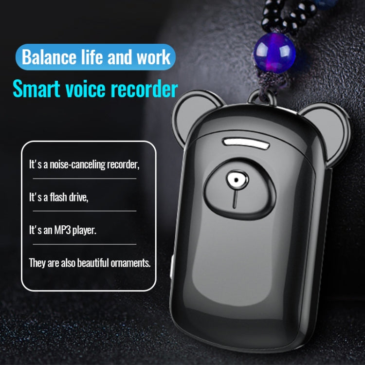 JNN Q6 Bear Smart Noise Cancelling Voice Recorder, Memory:8GB(Black) - Recording Pen by JNN | Online Shopping UK | buy2fix