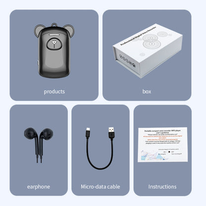 JNN Q6 Bear Smart Noise Cancelling Voice Recorder, Memory:32GB(Black) - Recording Pen by JNN | Online Shopping UK | buy2fix