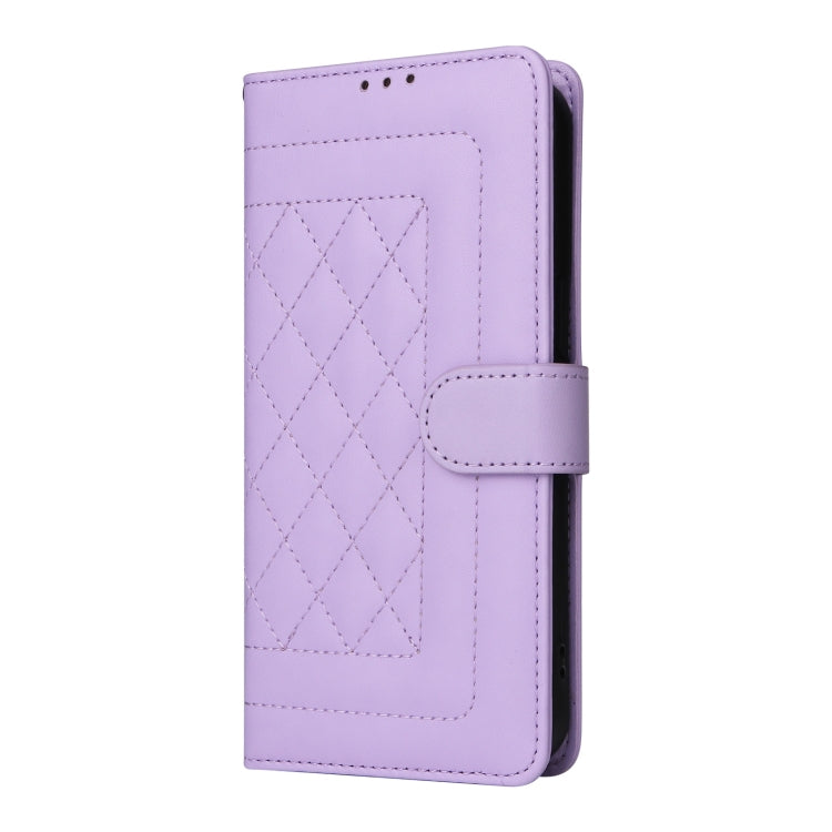 For iPhone 16 Diamond Lattice Leather Flip Phone Case(Light Purple) - iPhone 16 Cases by buy2fix | Online Shopping UK | buy2fix