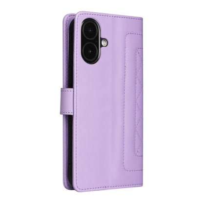 For iPhone 16 Plus Diamond Lattice Leather Flip Phone Case(Light Purple) - iPhone 16 Plus Cases by buy2fix | Online Shopping UK | buy2fix