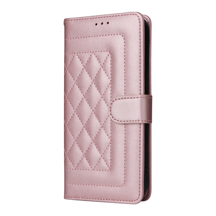 For iPhone 16 Pro Diamond Lattice Leather Flip Phone Case(Rose Gold) - iPhone 16 Pro Cases by buy2fix | Online Shopping UK | buy2fix