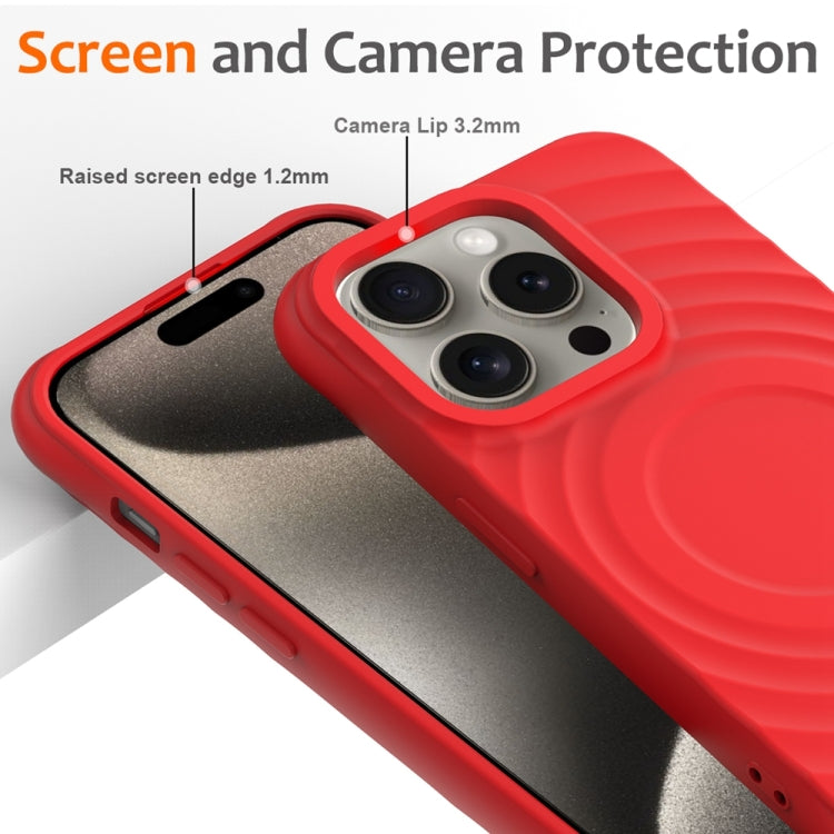 For iPhone 12 Pro Max Wave Texture MagSafe Magnetic Liquid Silicone Phone Case(Red) - iPhone 12 Pro Max Cases by buy2fix | Online Shopping UK | buy2fix