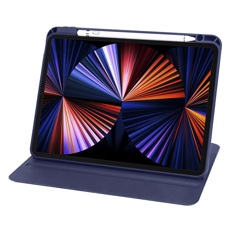 For iPad Pro 11 2024 Acrylic 360 Degree Rotation Holder Leather Tablet Case(Dark Blue) - iPad Pro 11 2024 Cases by buy2fix | Online Shopping UK | buy2fix