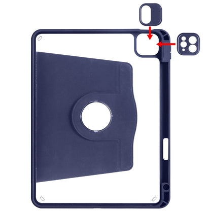 For iPad Pro 11 2024 Acrylic 360 Degree Rotation Holder Leather Tablet Case(Dark Blue) - iPad Pro 11 2024 Cases by buy2fix | Online Shopping UK | buy2fix